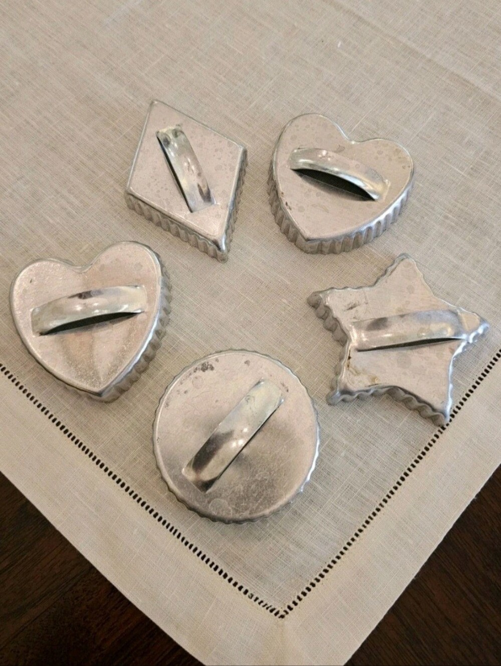 Vintage Aluminum Cookie or Pastry Cutters - Heart, Star, Circle, Square Set